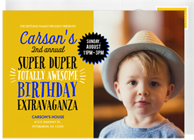'Super Duper Totally Awesome' Kids Birthday Invitation
