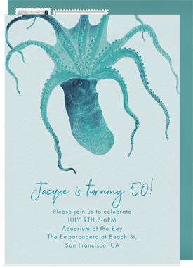 'Funky Octopus' Adult Birthday Invitation