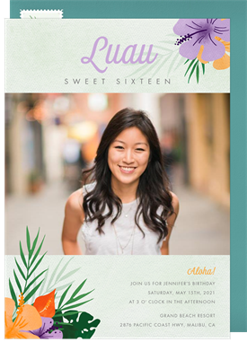 'Luau Crown' Sweet 16 Invitation