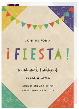 'Papel Picado Fiesta' Kids Birthday Invitation