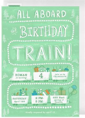 'Birthday Train' Kids Birthday Invitation
