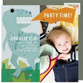 'T-Rex Time' Kids Birthday Invitation