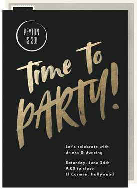 'Time to Party' Adult Birthday Invitation