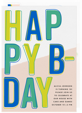 'Happy B-Day' Kids Birthday Invitation
