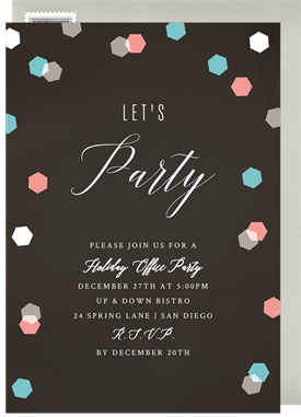 'Hexagon Confetti' Business Holiday Party Invitation