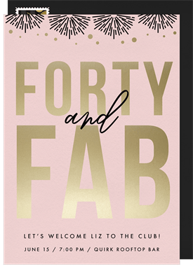 'Forty and Fab' Adult Birthday Invitation