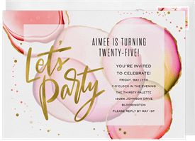 'Party Splashes' Adult Birthday Invitation