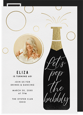 'Let's Pop the Bubbly' Adult Birthday Invitation