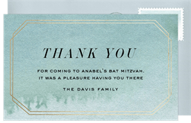'Elegant Ombre' Bat Mitzvah Thank You Note