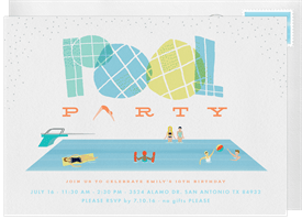 'Pool Party Fun' Kids Birthday Invitation