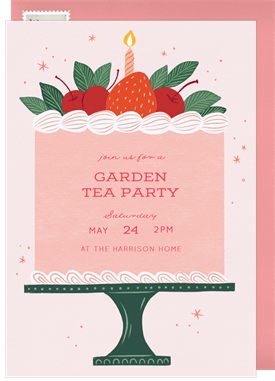 'Sweet Berry Cake' Tea Party Invitation