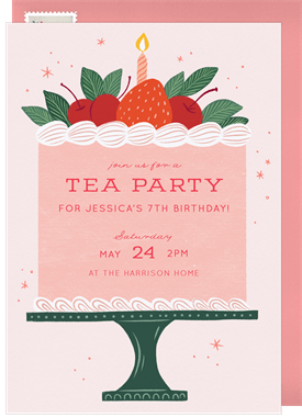 'Sweet Berry Cake' Kids Birthday Invitation