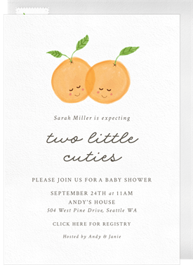 'Twin Cuties' Baby Shower Invitation