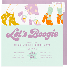 'Boogie Time' Kids Birthday Invitation