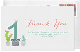'Number One Cactus' Kids Birthday Thank You Note