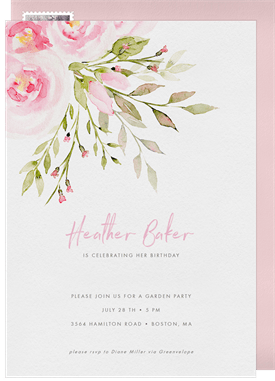 'Sweet Rose Bouquet' Adult Birthday Invitation