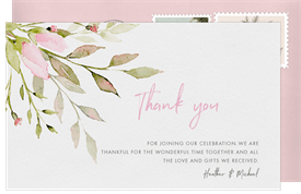 'Sweet Rose Bouquet' Wedding Thank You Note
