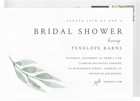 'Watercolor Leaf' Bridal Shower Invitation