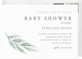 'Watercolor Leaf' Baby Shower Invitation