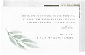 'Watercolor Leaf' Wedding Thank You Note
