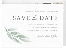 'Watercolor Leaf' Wedding Save the Date