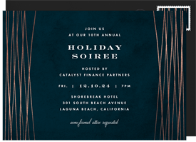 'Rose Gold Lines' Business Holiday Party Invitation