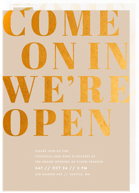 'Come On In' Grand opening Invitation