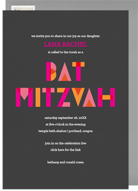 'Color Block Bat Mitzvah' Virtual / Remote Invitation