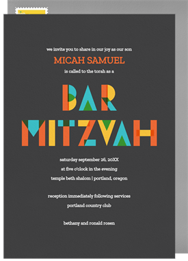 'Color Block Bar Mitzvah' Bar Mitzvah Invitation