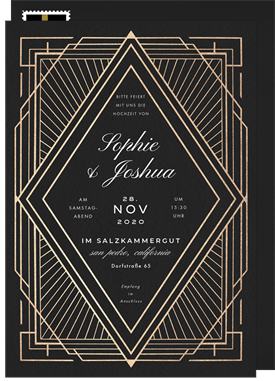 'Art Deco Diamond' Wedding Invitation