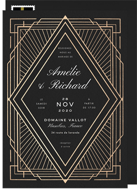 'Art Deco Diamond' Wedding Invitation