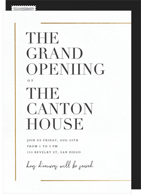 'Gold Bar Accents' Grand opening Invitation