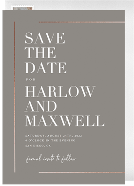 'Gold Bar Accents' Wedding Save the Date