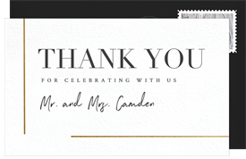 'Gold Bar Accents' Wedding Thank You Note