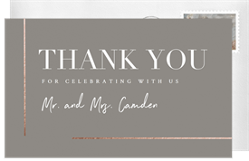 'Gold Bar Accents' Wedding Thank You Note