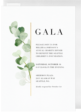 'Touch of Eucalyptus' Gala Invitation