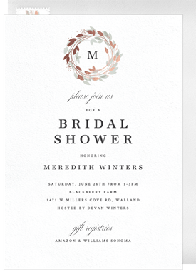 'Magnolia Wreath' Bridal Shower Invitation