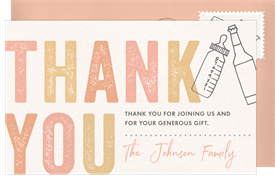 'Charming Bottles' Baby Shower Thank You Note