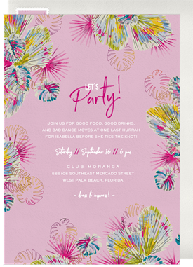 'Chromatic Palms' Bachelorette Party Invitation