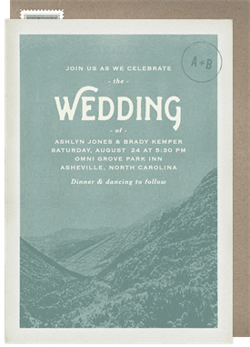 'Blue Ridge Mountains' Wedding Invitation