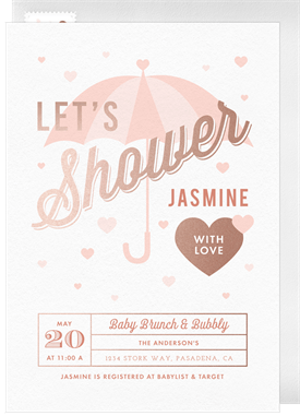'Raining Hearts' Baby Shower Invitation