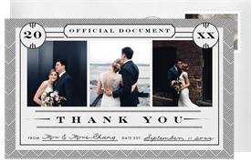 'Marriage License' Wedding Thank You Note