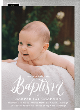 'Hand Lettered Baptism' Baptism Invitation