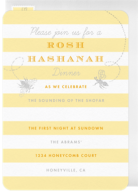 'Sweet Honeybees' Rosh Hashanah Invitation