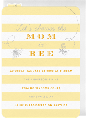 'Sweet Honeybees' Baby Shower Invitation