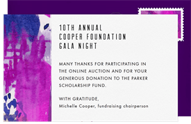 'Purple Palette' Gala Thank You Note