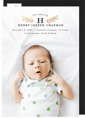 'Simple Monogram' Birth Announcement