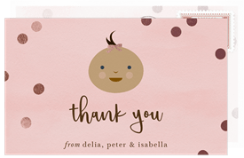 'Rose Gold Baby' Kids Birthday Thank You Note