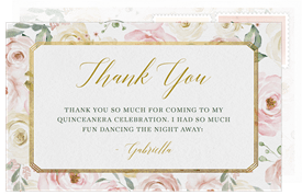'Rosey Frame' Quinceañera Thank You Note