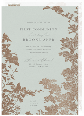 'Vintage Floral Frame' First Communion Invitation